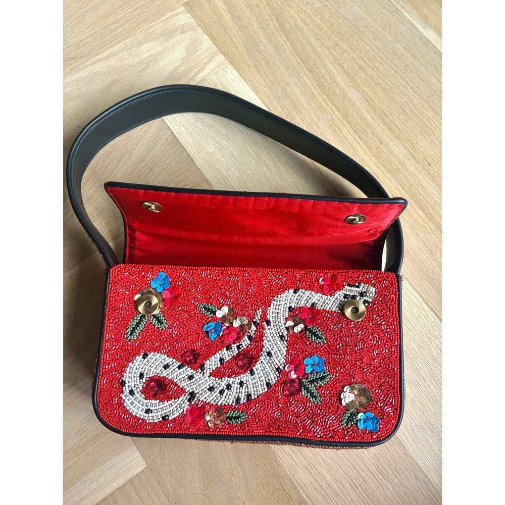 Staud Red Beaded Snake Tommy Shoulder Bag - Picture 5 of 6